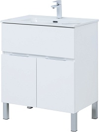 Aquanet Мебель для ванной Алвита New 70 1 ящик 2 дверцы белая матовая – фотография-6